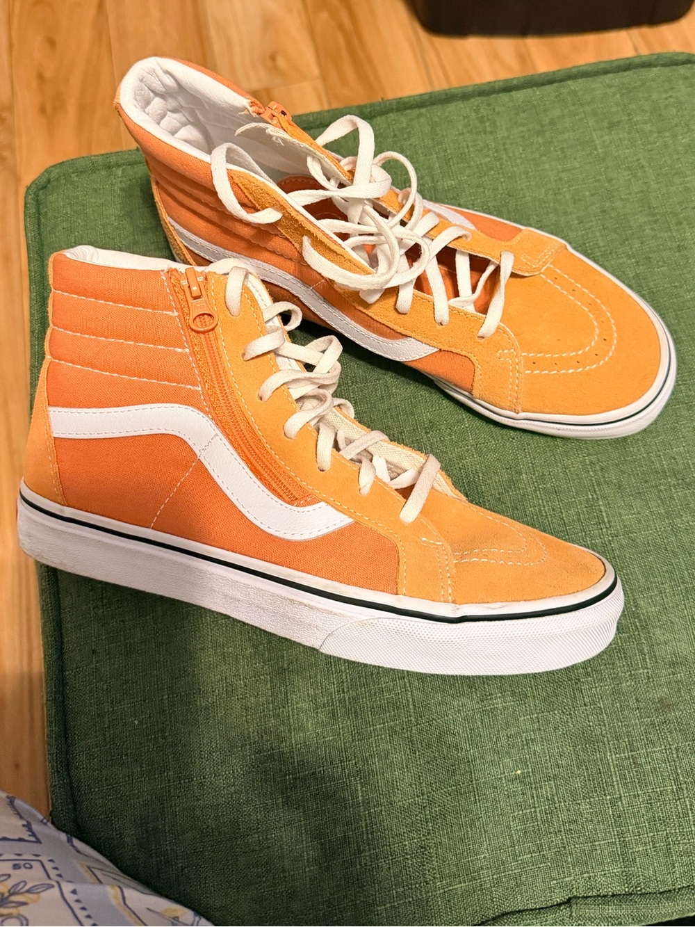 Vans Orange and White Sk8-Hi Zip Kids Sneakers